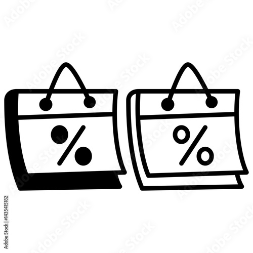 Calendar with percent icon. Discount calendar, simple flat style, illustration, logo sign symbol pictogram template, for ui or ux isolated on white for mobile app, editable