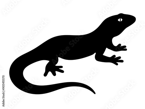 silhouette of a lizard in side profile with an elongated tail and agile limbs, ideal for reptile-themed designs, wildlife branding, and nature-inspired illustrations
