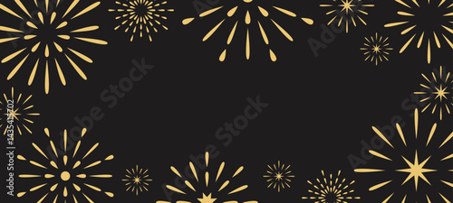 Fireworks set of poster, banner, card, symbols. Celebration, winner, New year party, anniversary flayer design. Chinese new year abstract background with copy space.