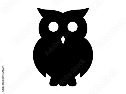 silhouette of an owl with large, circular eyes and pointed ears, ideal for wisdom-themed designs, nocturnal wildlife branding, and educational illustrations
