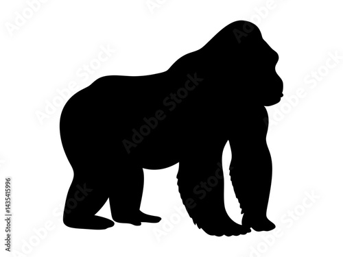 silhouette of a powerful gorilla standing with broad shoulders, ideal for wildlife branding, conservation projects, and strong-themed designs
