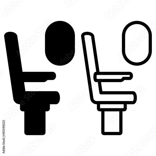 airplane seat icon, simple flat style, illustration, logo sign symbol pictogram template, for ui or ux isolated on white for mobile app, editable