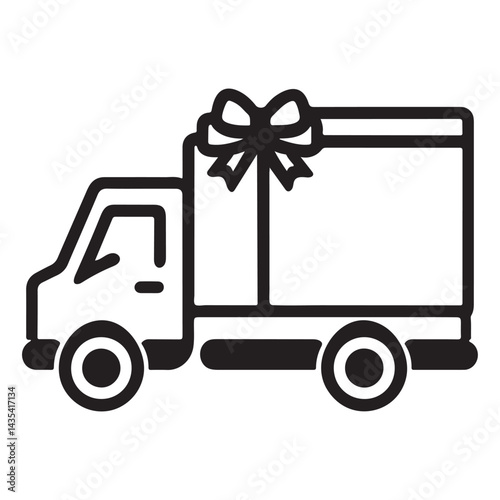 Gift Delivery Truck Outline - Presents Transport Vector