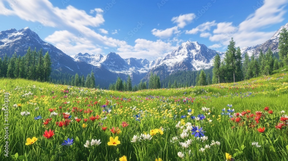 Obraz premium vibrant wildflower meadow in the alps