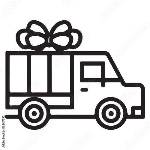 Gift Delivery Truck Outline - Presents Transport Vector