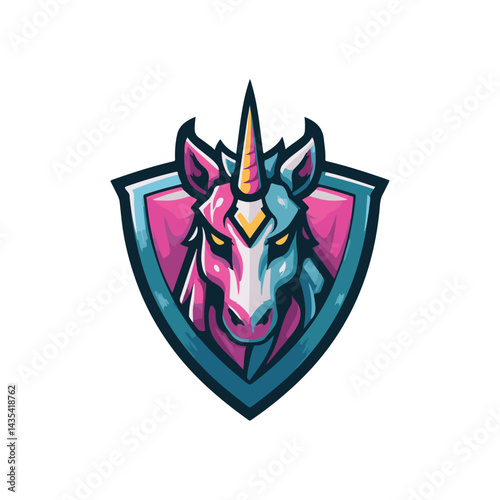 Unicorn shield Logo esports for gaming
