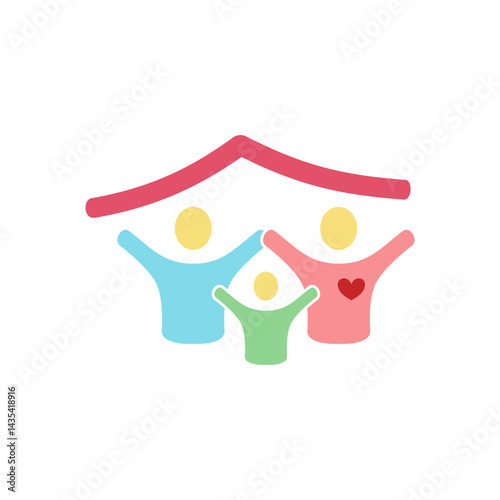 Family home logo design concept, simple flat style, illustration, logo sign symbol pictogram template, for ui or ux isolated on white for mobile app, editable