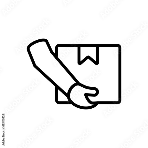 Black icon of hand holding parcel in flat style. Home delivery, fast and convenient service concept logo for websites, mobile apps and other design needs. Vector illustation