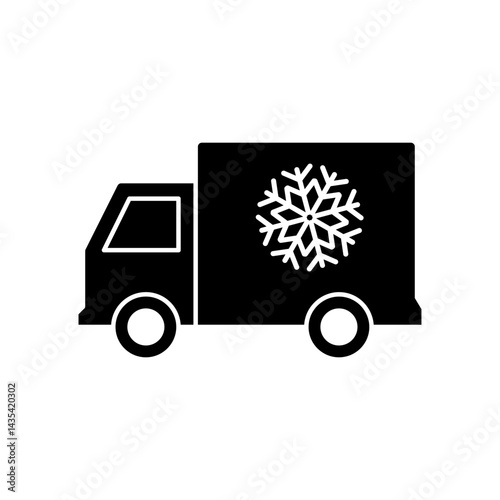 refrigerator truck icon, delivery for frozen products, simple flat style, illustration, logo sign symbol pictogram template, for ui or ux isolated on white for mobile app, editable