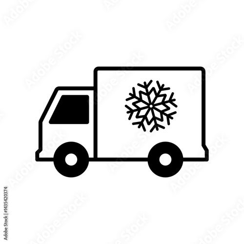 refrigerator truck icon, delivery for frozen products, simple flat style, illustration, logo sign symbol pictogram template, for ui or ux isolated on white for mobile app, editable