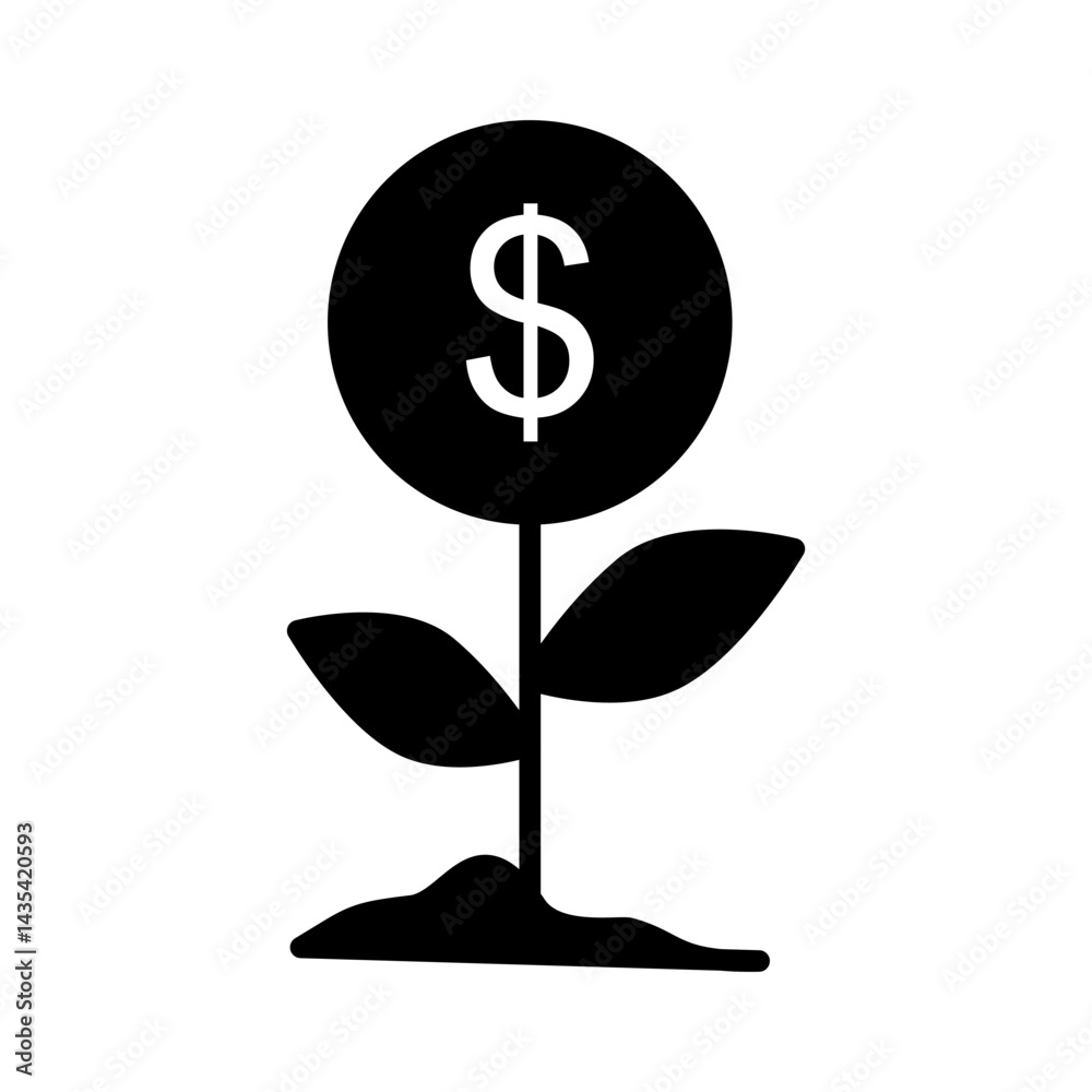 investment icon, money plant, simple flat style, illustration, logo sign symbol pictogram template, for ui or ux isolated on white for mobile app, editable investment icon, money plant, simple flat style, illustration, logo sign symbol pictogram template, for ui or ux isolated on white for mobile app, editable