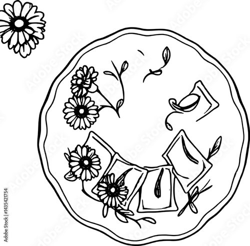 Artistic Rendition of Delicious Ravioli Dish Garnished with Vibrant Orange Flowers on White Plate