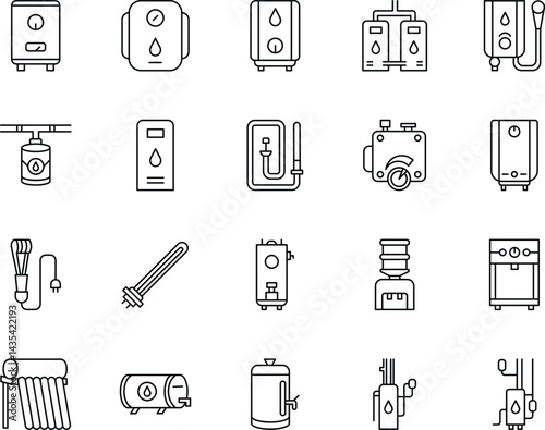 Water Heaters Outline Vector Icons Pack