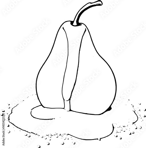 Poached Pear With Golden Syrup And Sugar Crystals On A Detailed Illustration