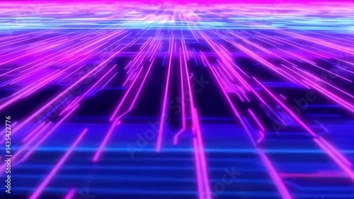 Global network connection, data flow, digital technology, neon colors, shiny abstract background, website banner,4K looped animation video