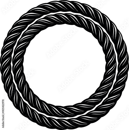 Round Rope Curve Silhouette Vector | Nautical, Twisted Line & Circular