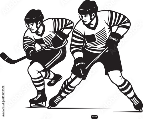 Hockey vector silhouette vector black color silhouette isolated white background | Premium AI-generated vector