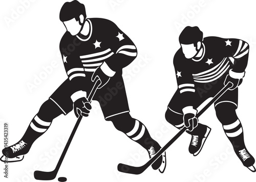 Hockey vector silhouette vector black color silhouette isolated white background | Premium AI-generated vector