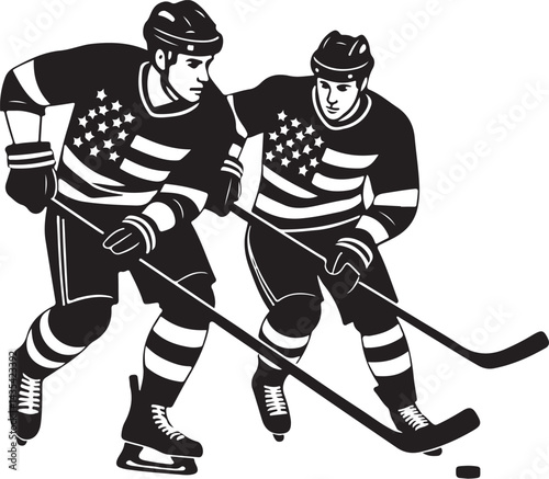 Hockey vector silhouette vector black color silhouette isolated white background | Premium AI-generated vector