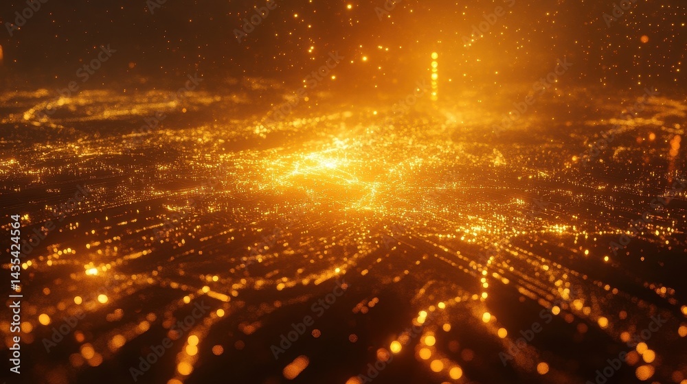 Obraz premium golden city lightscape aerial view