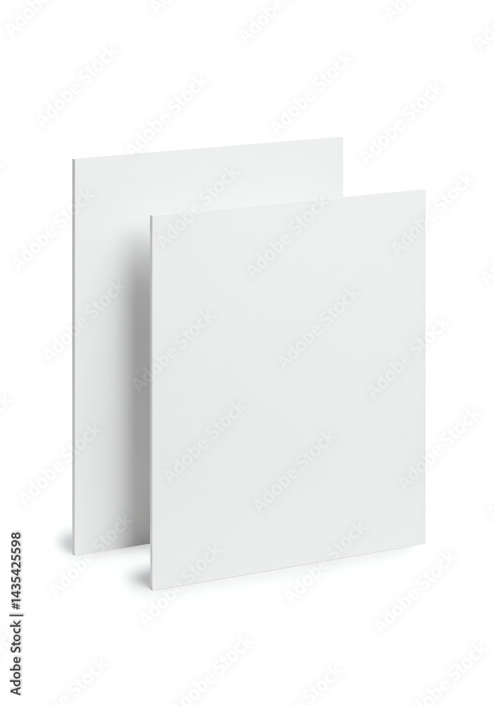 White Blank Paper Sheets Standing on White Surface White Blank Paper Sheets Standing on White Surface