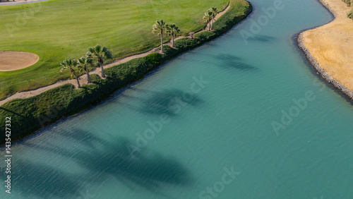 El Gouna Golf Course Fairway Edge Palm Trees Water Hazard