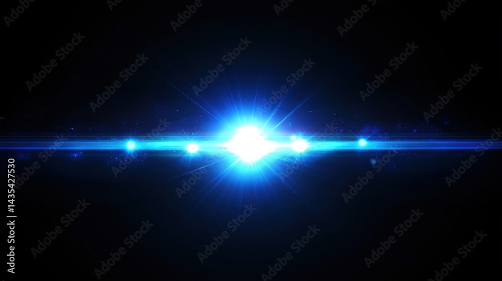 Obraz premium bright blue light flare explosion on black background