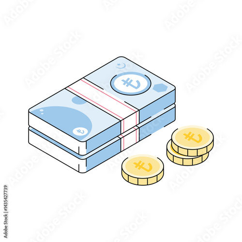 Here is turkish lira isometric icon, easy to edit design