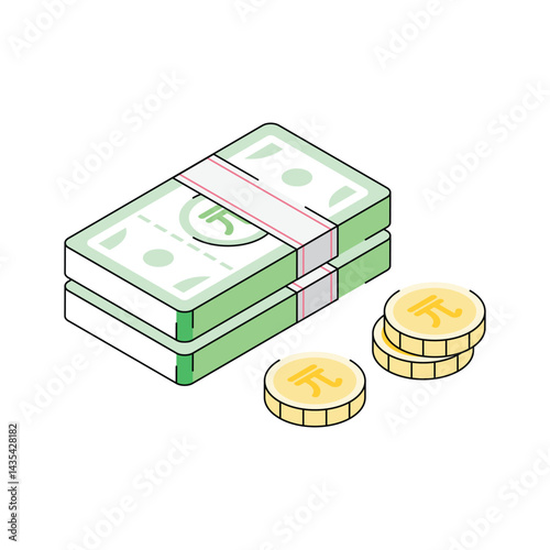 Get your hands on this taiwan currency isometric outline icon