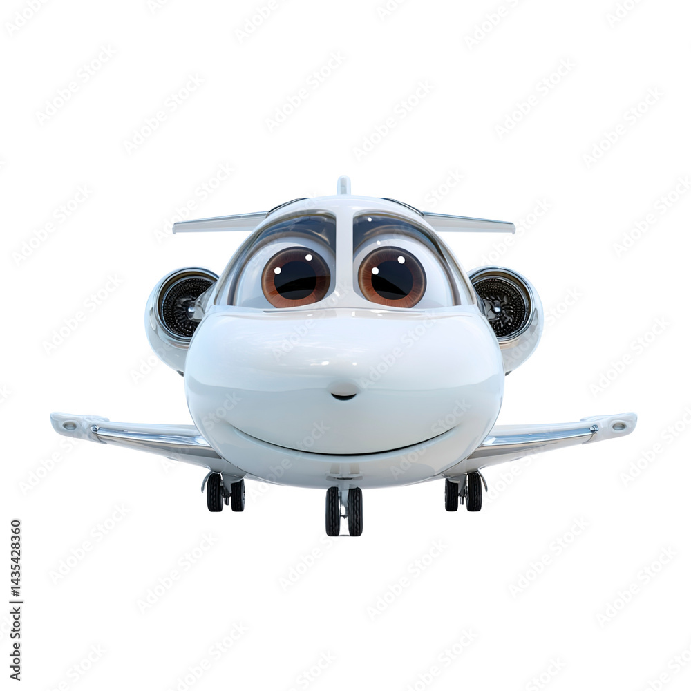 Fototapeta premium Happy Cartoon Airplane Ready for Takeoff