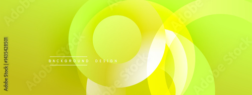 Obraz na płótnie Abstract background features overlapping circles, vibrant yellow, green hues. Modern design, smooth gradients create dynamic visual effect. w salonie