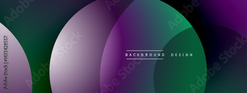 Abstract overlapping circles create gradient background. Purple, green hues dominate composition. Minimalist design suggests modern aesthetic.