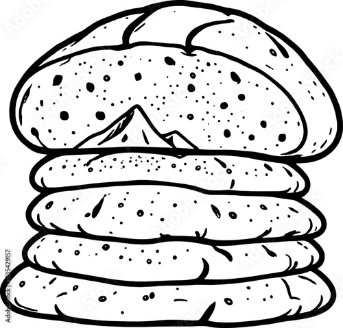 Stack Of Delicious Freshly Baked Flatbreads With Bubbles And Golden Crust Ready To Eat Isolated