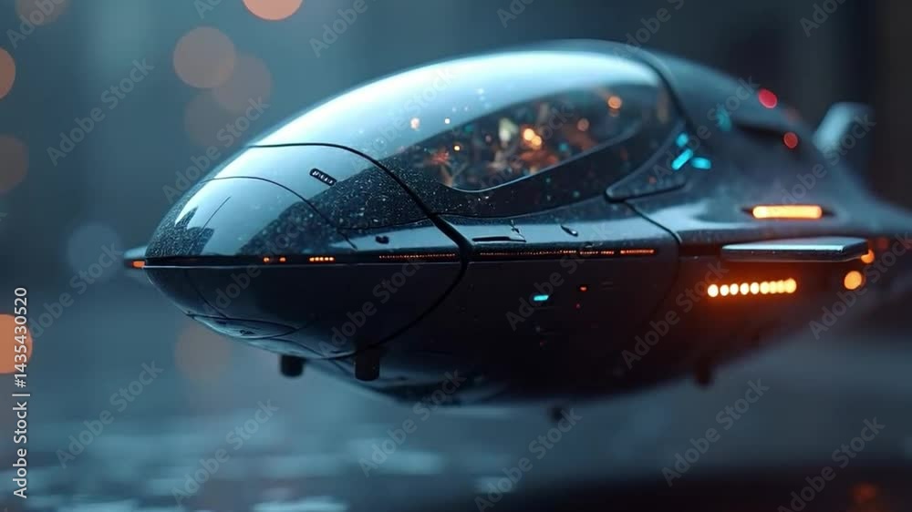 Futuristic Flying Vehicle, Transport of Tomorrow with Sleek Design and Advanced Technology Futuristic Flying Vehicle, Transport of Tomorrow with Sleek Design and Advanced Technology