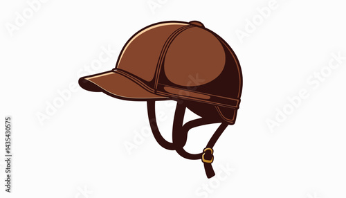 Classic brown jockey helmet illustration on clean background, equestrian elegance