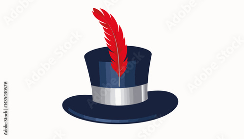 Classic marching band hat with feather plume on white background, elegance