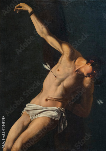 Foto Painting (19th century) of Saint Sebastian Martyr and catholic Saint