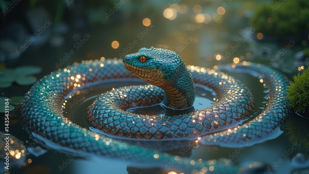 Fototapeta premium Mysterious image of forest snake shadow