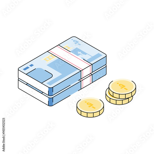Afghan afghani currency icon designed in isometric style