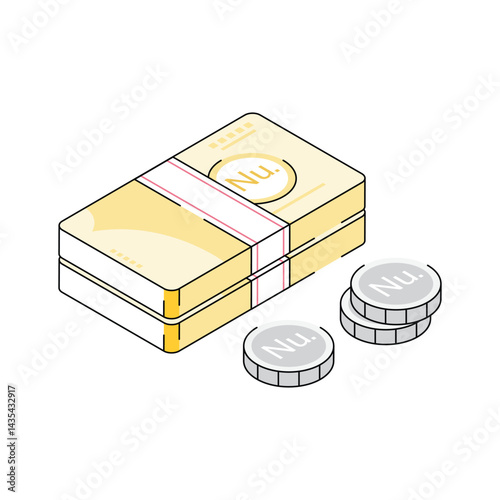 Download ready to use isometric icon of ngultrum currency