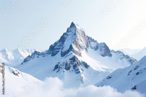 Wallpaper Mural Snow-covered mountain peak, pristine white background, nature photography, cold, view Torontodigital.ca