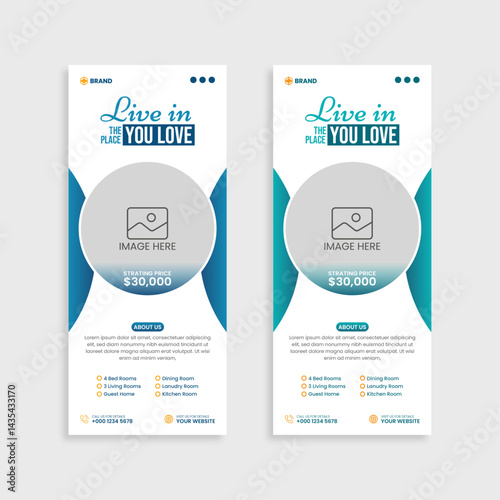 creative modern real estate roll up banner design template.