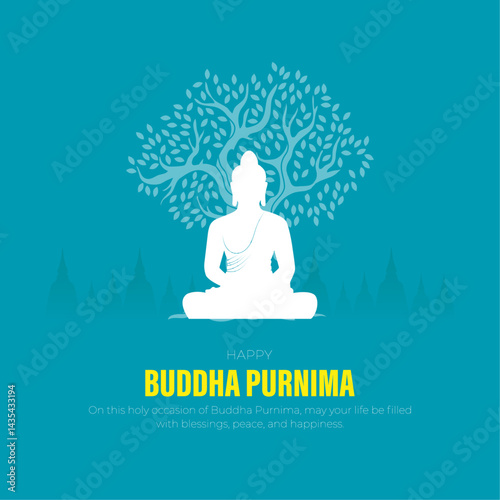 Happy Buddha purnima Post and Greeting Card. Vesak and buddha purnima Celebration Banner Vector Illustration