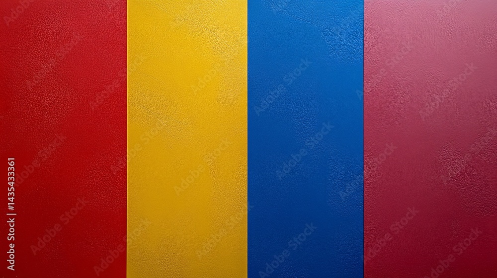Fototapeta premium Vibrant Red Yellow Blue Maroon Vertical Stripes Texture