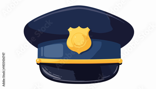 Customs officer hat illustration, geometric flat design, navy blue
