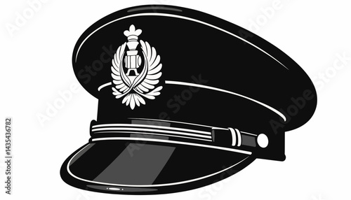 Classic black train conductor cap illustration, symbol of tradition
