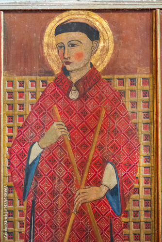 Painting (19th century) of Saint Lawrence of Rome or Saint Laurent de Rome. Saint of the Roman Catholic Church.
