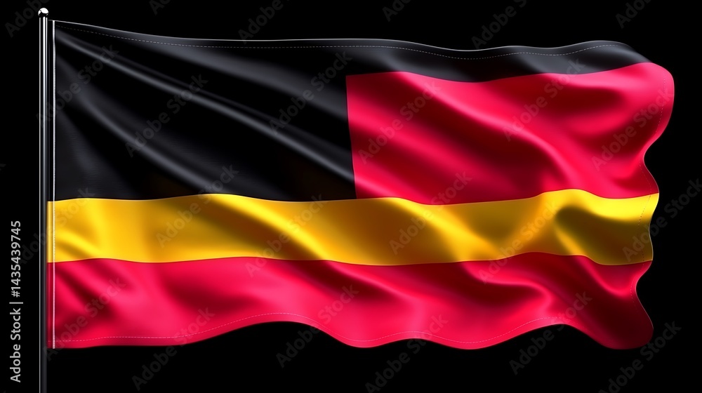 Naklejka premium Black, red, and gold tricolor flag waving