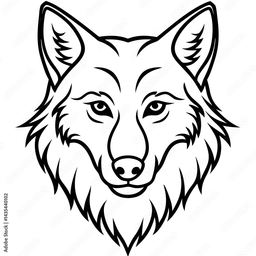 Fototapeta premium Wolf head vector illustration line art and white background