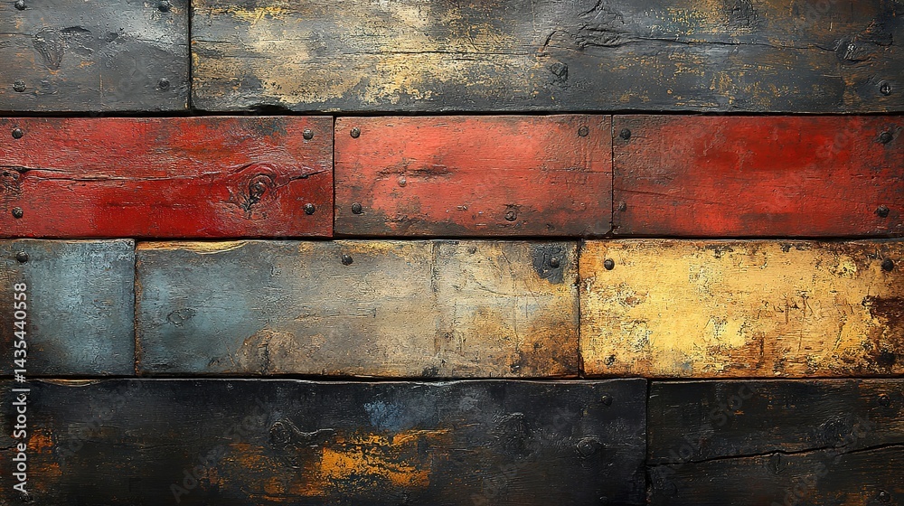 Fototapeta premium Textured wood panels in various colors